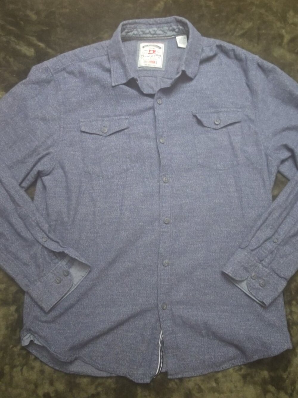 Thread & Cloth Flannel Shirt Men's XL Heather Blue Button Up Long Sleeve Cotton